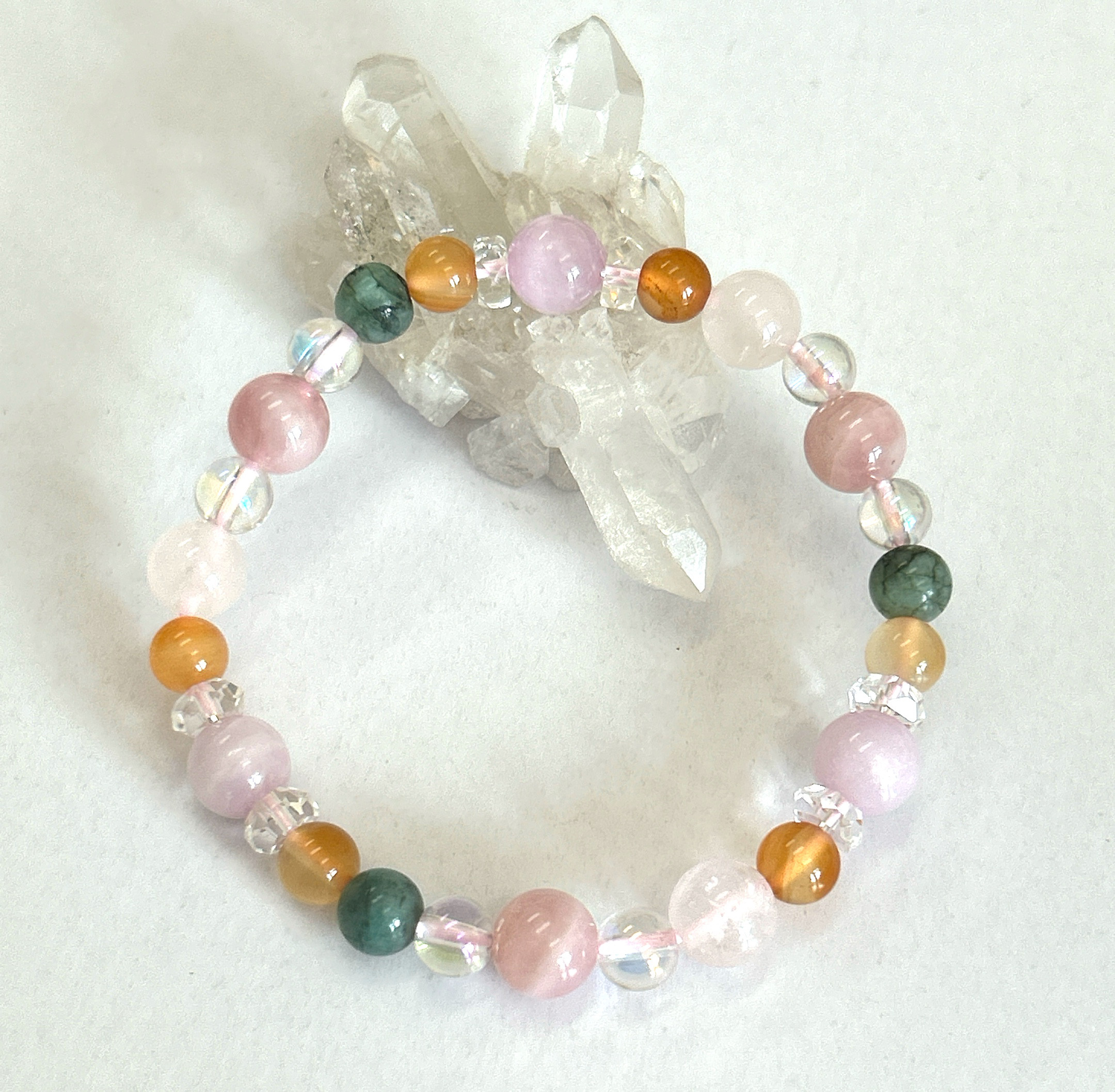 【牡牛座♪エメラルド&クンツァイト】星座石お守りブレスレット♪六芒星♪天然石ブレスレット♪送料無料♪