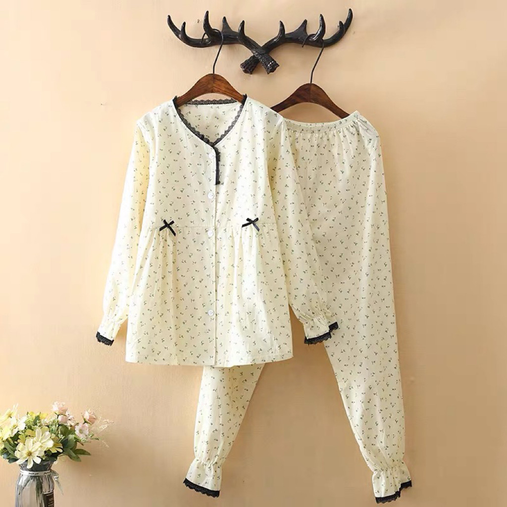 春秋、パジャマ、上下セット、長袖、コットン100％、レディース、部屋着