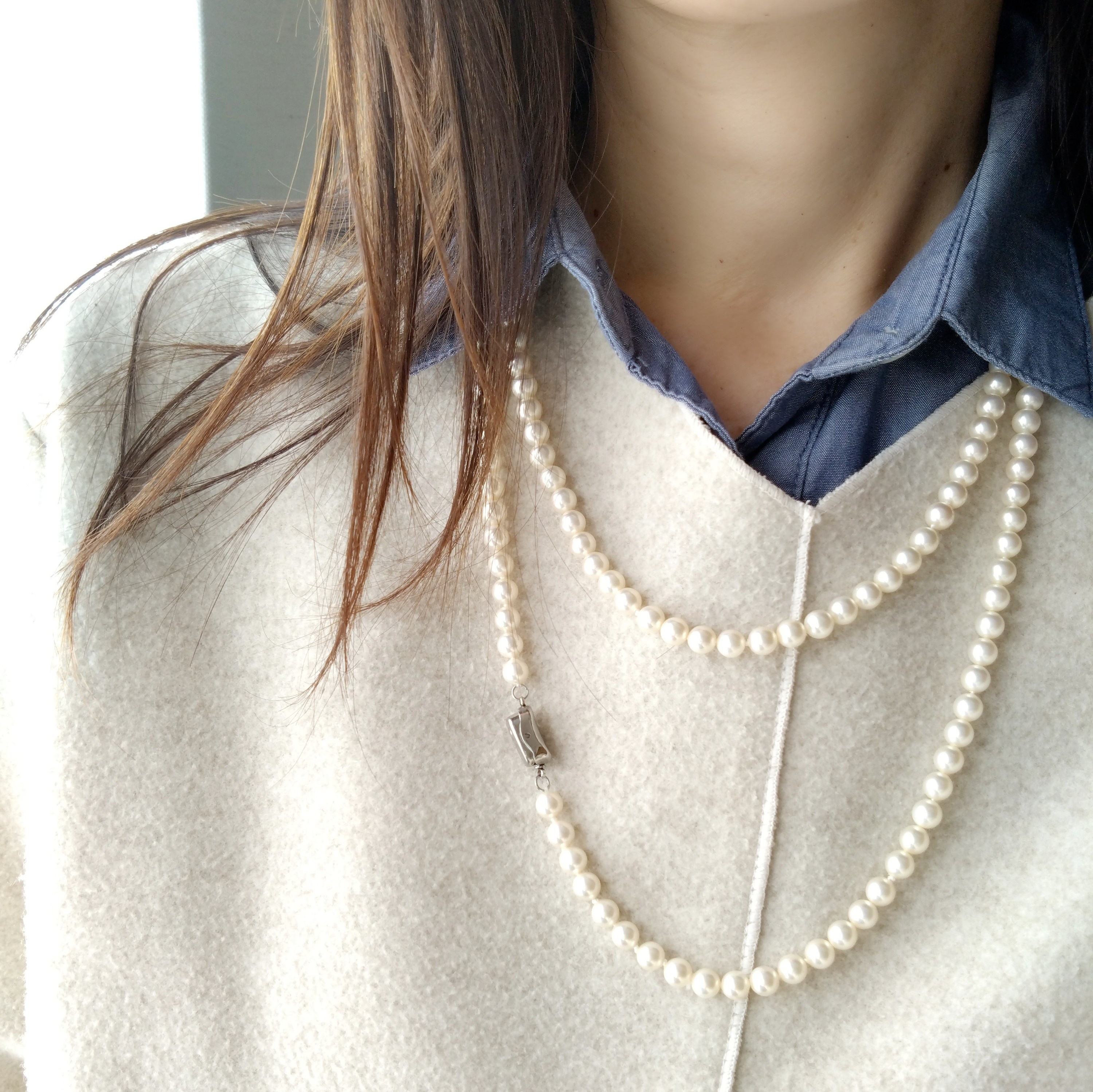 ロングパールネックレス/120cm/国産貝パール6mm/アレンジ/2連/3連/卒業式/入学式/結婚式