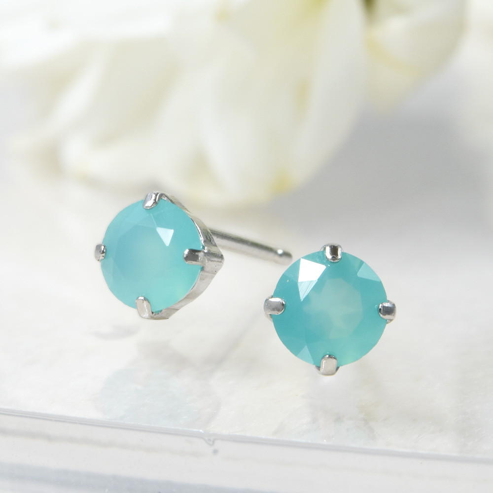 プラチナ900 シーブルーカルセドニ ピアス CK064CIBSN