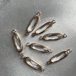 オーバル形ガラスチャーム（クリア）両側カン付き　4個 3枚目の画像