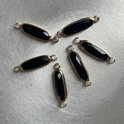 オーバル形ガラスチャーム（ブラック）両側カン付き　4個 3枚目の画像