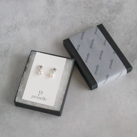 永遠－淡水パール×キュービックジルコニア リースピアス（シルバー） 11枚目の画像