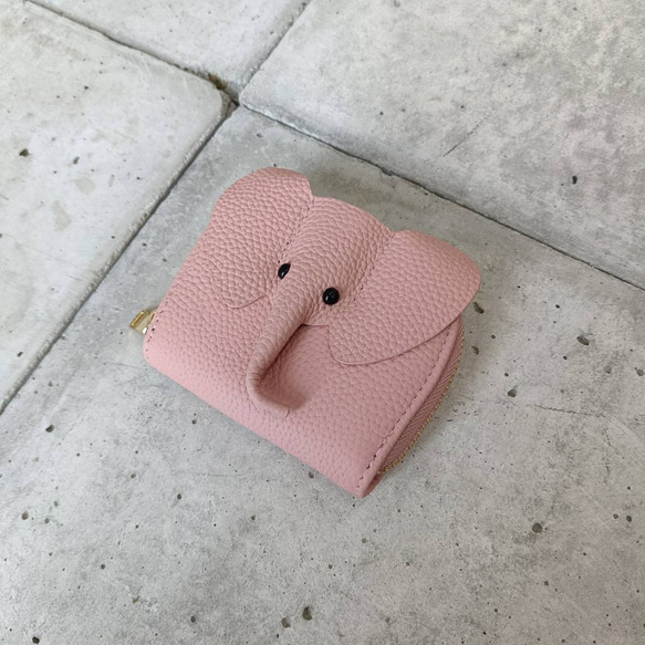 【本革】ゾウさんデザイン 本革カードケース／じゃばら式収納／コンパクト財布 大人カワイイ 癒しグッズ　GZCH-B001 5枚目の画像