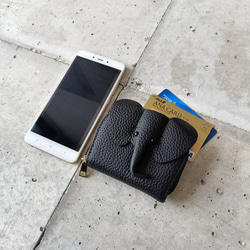 【本革】ゾウさんデザイン 本革カードケース／じゃばら式収納／コンパクト財布 大人カワイイ 癒しグッズ　GZCH-B001 9枚目の画像