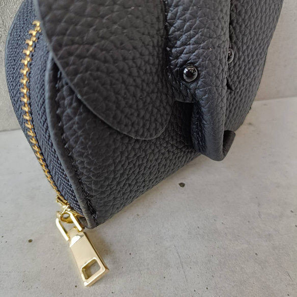 【本革】ゾウさんデザイン 本革カードケース／じゃばら式収納／コンパクト財布 大人カワイイ 癒しグッズ　GZCH-B001 12枚目の画像