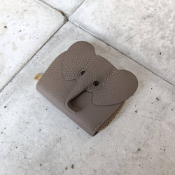 【本革】ゾウさんデザイン 本革カードケース／じゃばら式収納／コンパクト財布 大人カワイイ 癒しグッズ　GZCH-B001 3枚目の画像