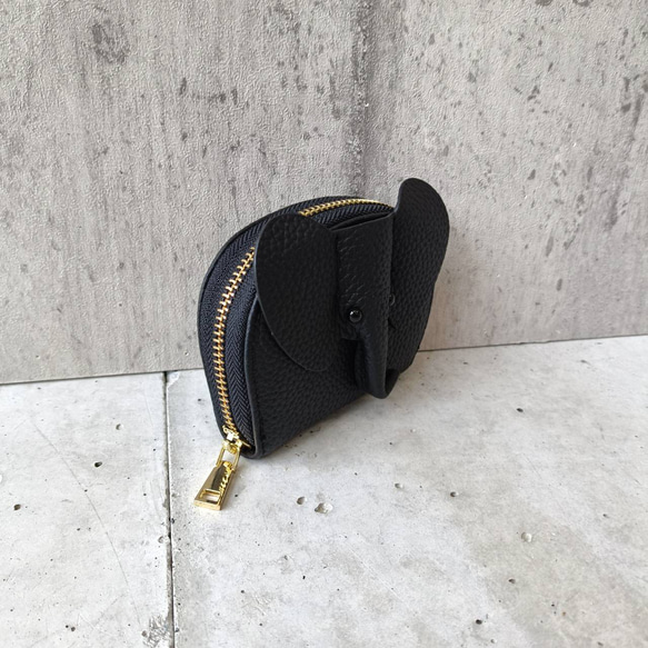 【本革】ゾウさんデザイン 本革カードケース／じゃばら式収納／コンパクト財布 大人カワイイ 癒しグッズ　GZCH-B001 10枚目の画像