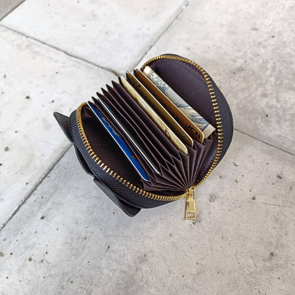 【本革】ゾウさんデザイン 本革カードケース／じゃばら式収納／コンパクト財布 大人カワイイ 癒しグッズ　GZCH-B001 8枚目の画像