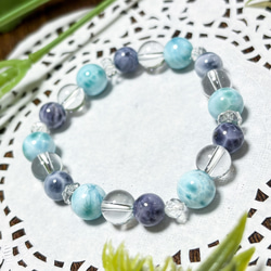 高品質パープルラリマーの天然石ブレスレット ブレスレット POM * POM