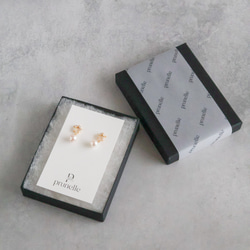 永遠－淡水パール×キュービックジルコニア リースイヤリング（ゴールド） 11枚目の画像