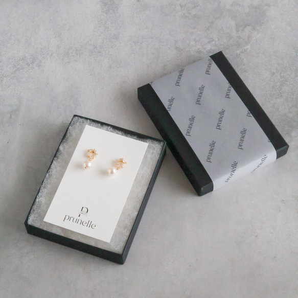 永遠－淡水パール×キュービックジルコニア リースイヤリング（ゴールド） 11枚目の画像