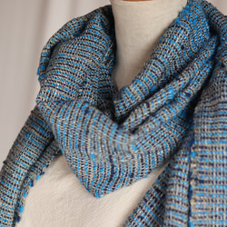 網代柄　ぬくもり　手織り紬ストール 2枚目の画像