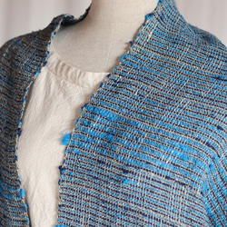 網代柄　ぬくもり　手織り紬ストール 1枚目の画像