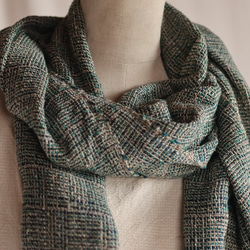 網代柄　ぬくもり　手織り紬ストール 2枚目の画像