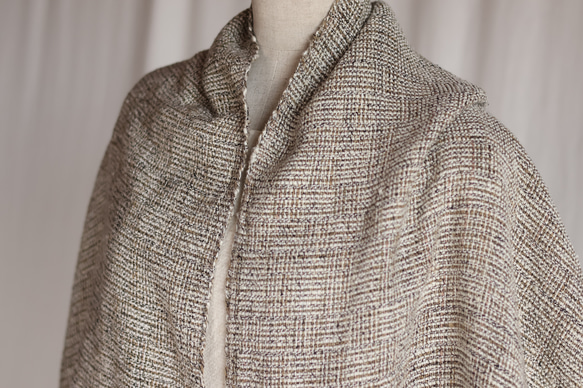 網代柄　ぬくもり　手織り紬ストール 1枚目の画像