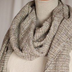 網代柄　ぬくもり　手織り紬ストール 3枚目の画像