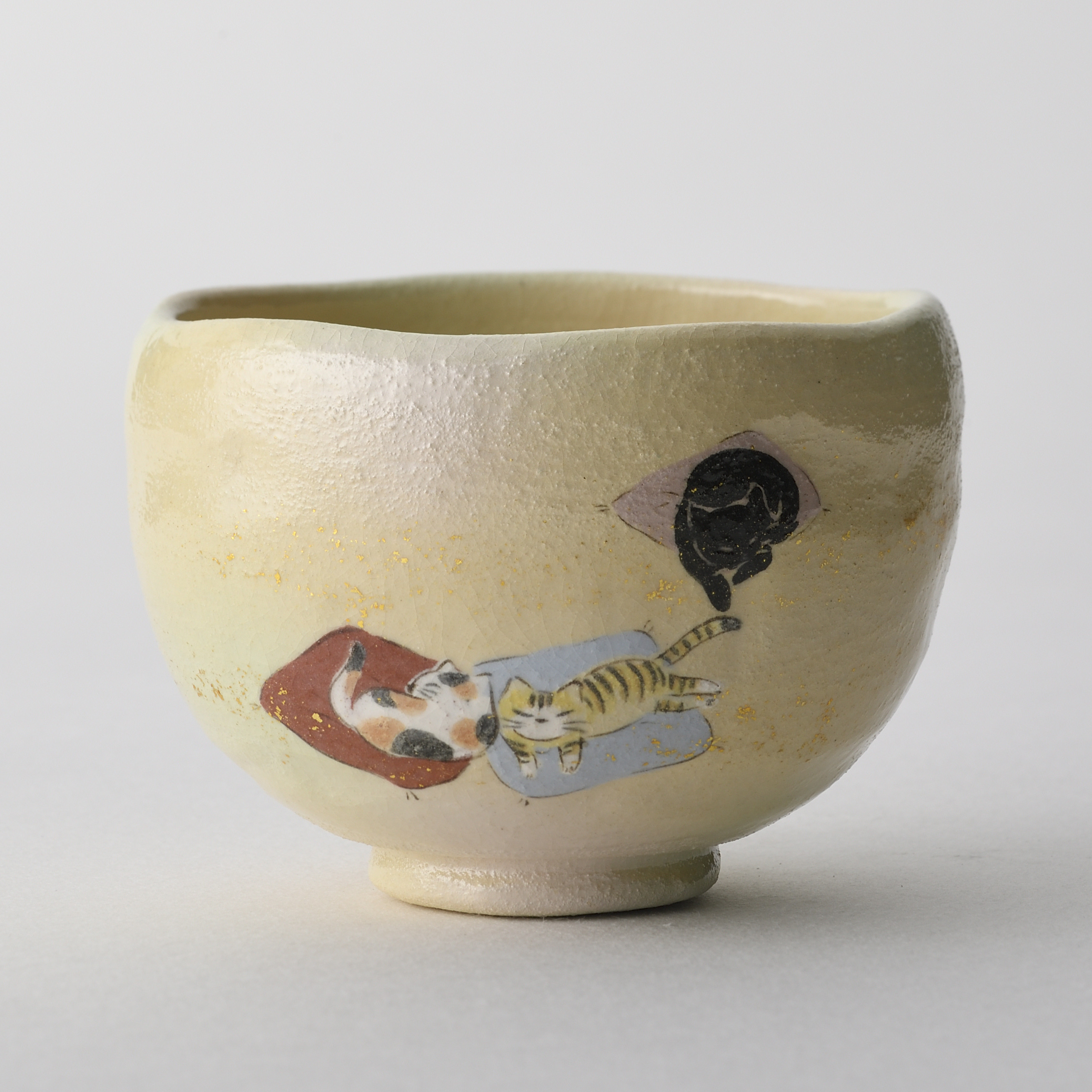 2025 新作 楽焼〚夢見る猫〛抹茶碗 茶入印 贈り物 茶道具 季節茶碗
