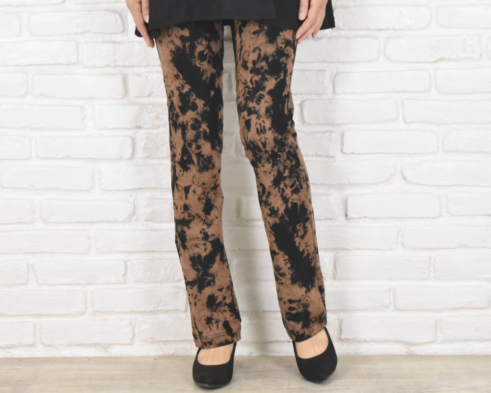 驚きの穿き心地！手染めストレートストレッチロングパンツ　ブラウン＆ブラック
