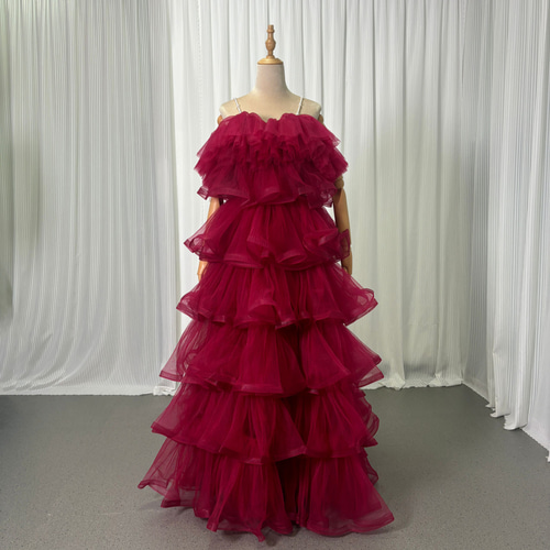 ストロベリーキャミソールドレス♡ピンク 実例写真！カラードレス キャミソール ビーズ チェリーピンク