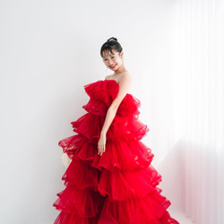 実例写真！カラードレス キャミソール ビーズ チェリーピンク