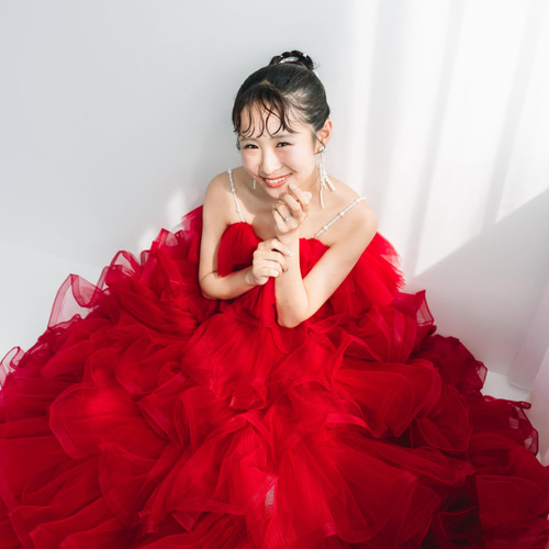 実例写真！カラードレス キャミソール ビーズ チェリーピンク