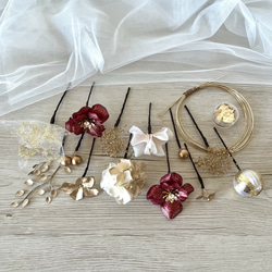 造花と水引の髪飾り＊赤×ゴールド＊成人式 卒業式 和装 前撮り 6枚目の画像