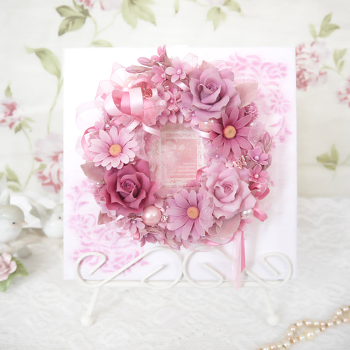 クレイフラワー・リース(ピンク) 販売 専用です】クレイフラワー