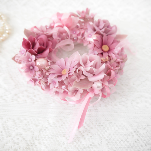 クレイフラワー ❁ ライラックの花冠リース ❁ フラワーリース／ボード