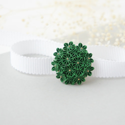 つまみ細工帯留め 帯飾り 緑 白 金 パールチェーン 楽天市場】振袖用