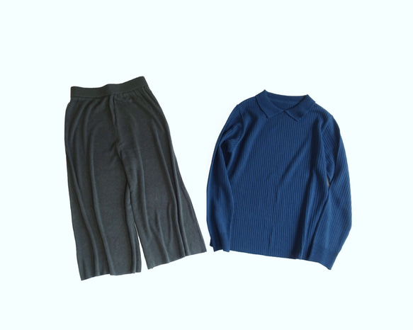 秋冬福袋 <翻領寬羅紋針織衫> <針織闊腿褲> 第1張的照片