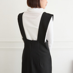 【着丈調整可能/洗える】 前スリット ジャンパースカート　ブラック　0704BK 3枚目の画像