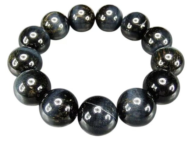 一点物天然色ブルータイガーアイ約18mm超大玉天然石数珠ブレスレット