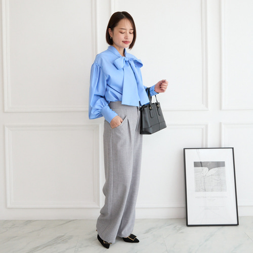 式典〜普段着も◎ 前後2Way ふんわりボウタイ ブラウス シワになり