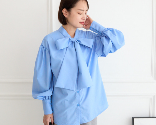 式典〜普段着も◎ 前後2Way ふんわりボウタイ ブラウス シワになり