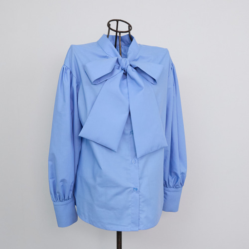 23SS 美品　RonHerman ボウタイブラウス コットン 水色 ふんわり⭐︎ 23SS 美品 RonHerman ボウタイブラウス コットン 水色 ふんわり袖