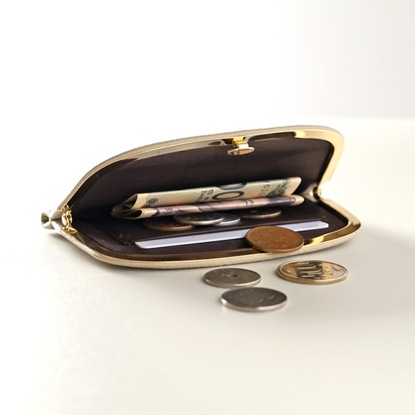 押し口式 がま口 スリムコインケース 【 本革 ニュアンス ネームプレート Simple 】 名入れ HN18A 6枚目の画像