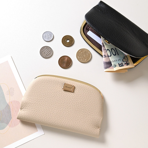 押し口式 がま口 スリムコインケース 【 本革 ニュアンス ネームプレート Simple 】 名入れ HN18A 14枚目の画像