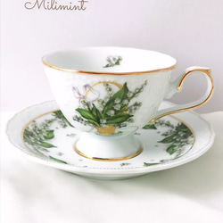 【受注制作】すずらんバスケット カップ＆ソーサー　鈴蘭　スズラン　花柄　花籠　食器 5枚目の画像