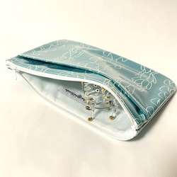 フラットポーチ（ポケット付き）ハワイアン生地でマスクケースやコスメなどマルチに使えるポーチ 3枚目の画像