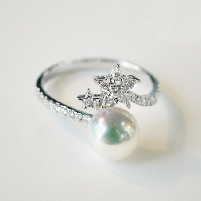 ルミナ 7.5-8mm アコヤ天然海水真珠 プラチナ ダイヤモンド リング PT900 - 多用途でエレガントなギフトアイデア