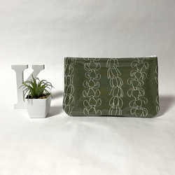 フラットポーチ（ポケット付き）ハワイアン生地でマスクケースやコスメなどマルチに使えるポーチ 2枚目の画像