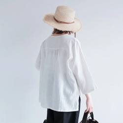 秋も大活躍！福袋 【上下2点セット】フリルブラウス✖️ワイドパンツ リネン 白 黒 / 送料無料 / F2025-E 9枚目の画像