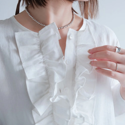 秋も大活躍！福袋 【上下2点セット】フリルブラウス✖️ワイドパンツ リネン 白 黒 / 送料無料 / F2025-E 12枚目の画像