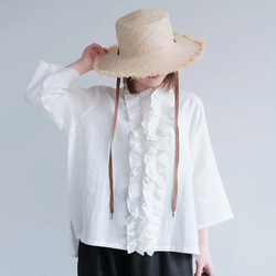 秋も大活躍！福袋 【上下2点セット】フリルブラウス✖️ワイドパンツ リネン 白 黒 / 送料無料 / F2025-E 7枚目の画像