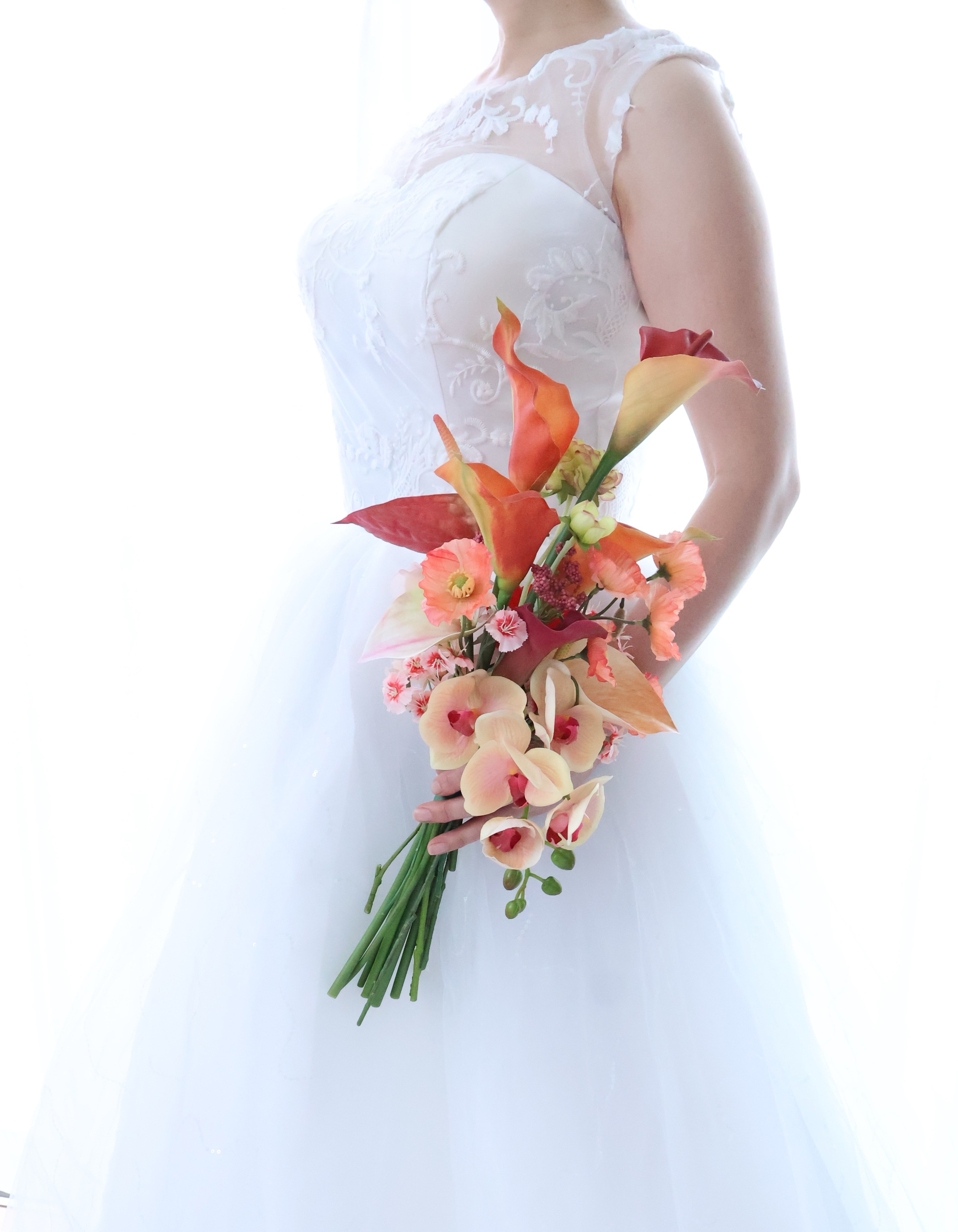 オレンジアームブーケ【完成品販売】造花・アーティフィシャルフラワー