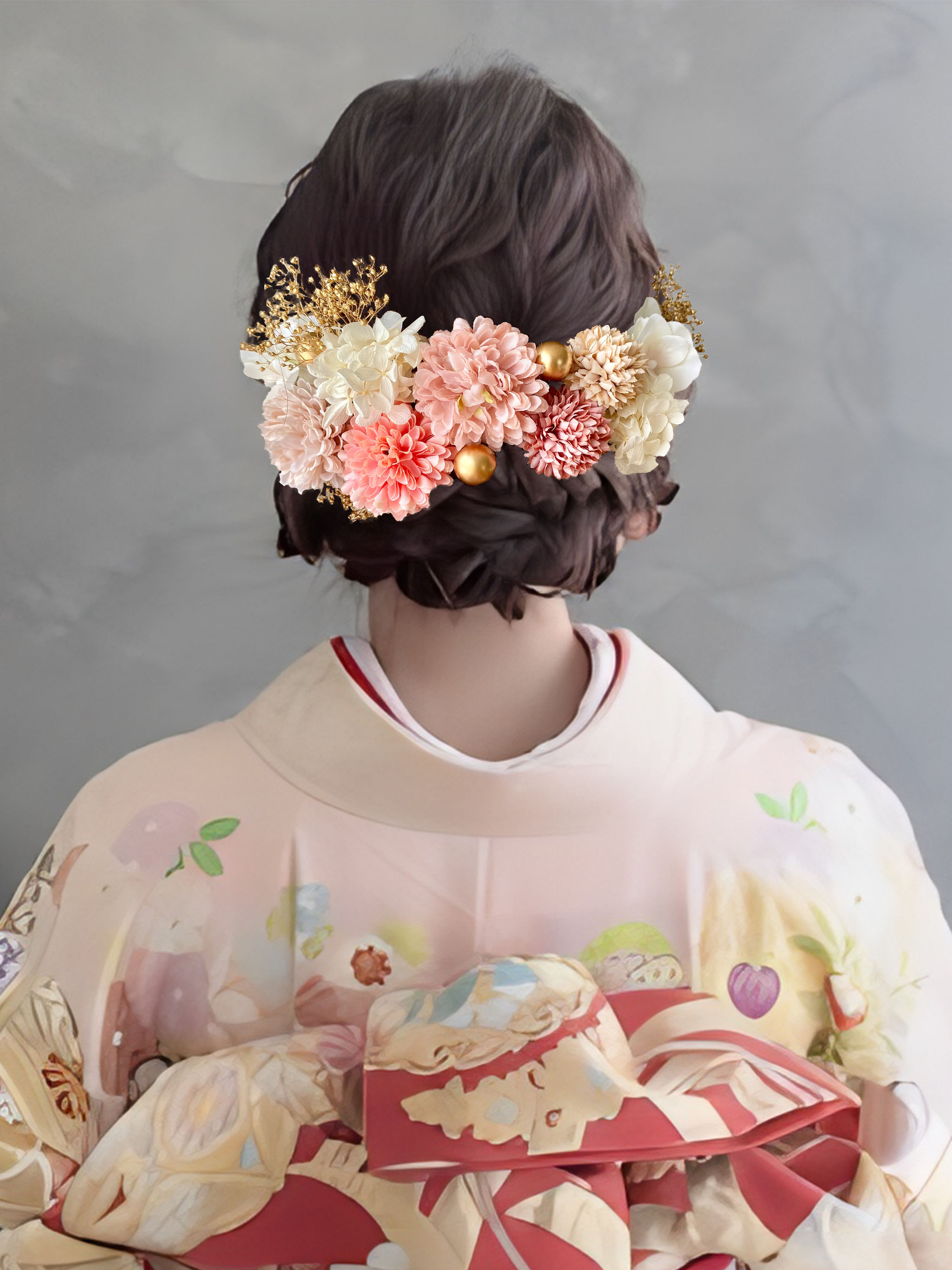 ライトピンク髪飾り　成人式　卒業式　結婚式　振袖　袴　和装　色打掛　ピンク　成人式髪飾り　振袖髪飾り