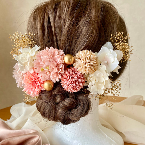 ライトピンク髪飾り 成人式 卒業式 結婚式 振袖 袴 和装 色打掛 ピンク