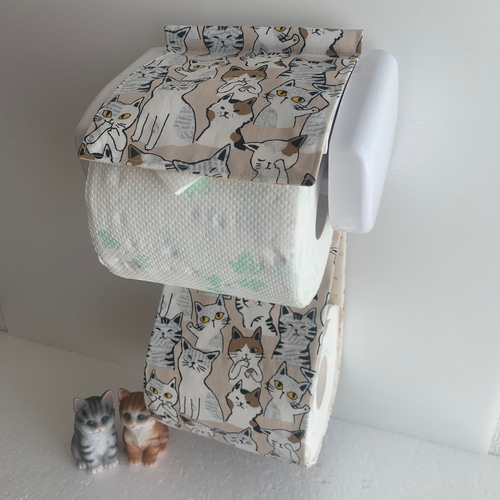 トイレットペーパーホルダーカバー*handmade* トイレットペーパーホルダーカバー☆猫ちゃんいっぱい☆3カラー バス