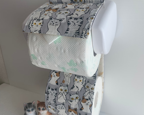 トイレットペーパーホルダーカバー☆猫ちゃんいっぱい☆3カラー バス